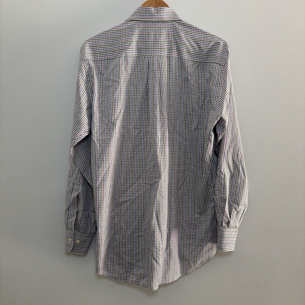 Peter Millar Long Sleeve Dress Shirt Men's M Plaid 100% Cotton Multicolor Cream - Picture 4 of 11